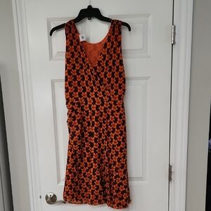 CAbi Orange Navy Flip/Reversible Sundress